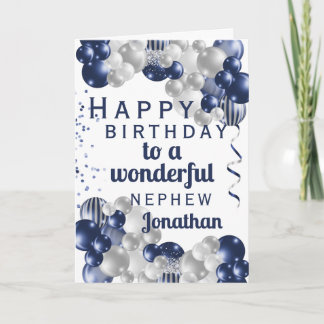 Nephew Birthday Navy Balloon Card