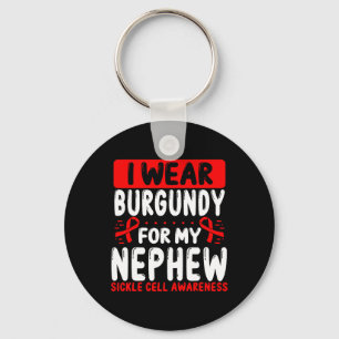 Nephew Burgundy Ribbon Aunt Uncle Sickle Cell Awar Key Ring