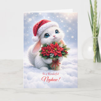 Nephew Christmas Happy Holidays Cute Rabbit  Card