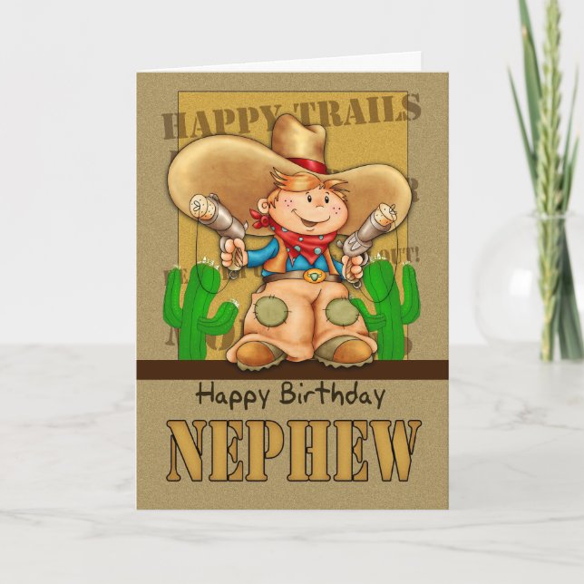 Nephew Cowboy Birthday Card - Rootin' Tootin' Birt (Front)
