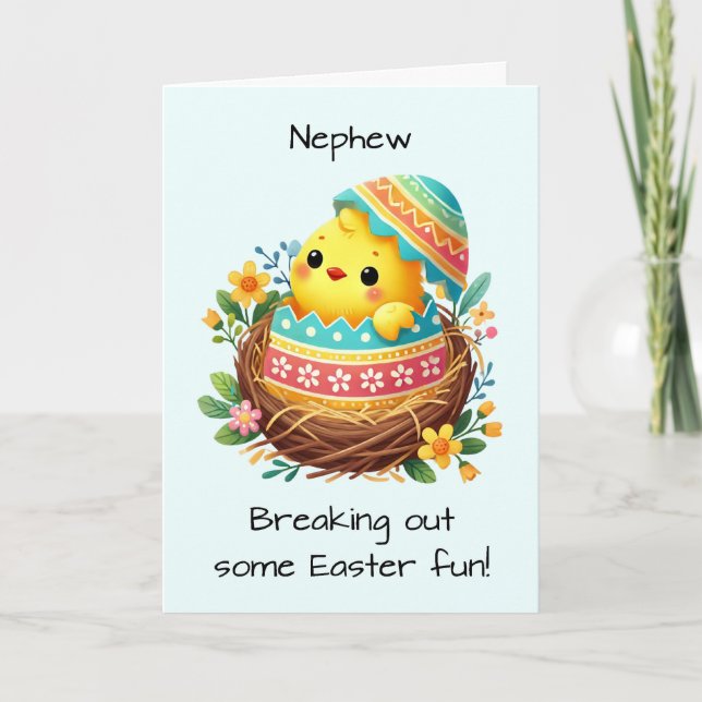 Nephew Easter Chick Breaking Out of Shell Card (Front)