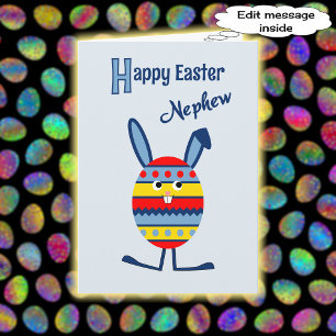 Nephew Easter egg bunny blue Holiday Card