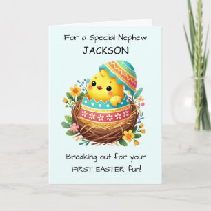 Nephew First Easter Personalise Easter Chick Card