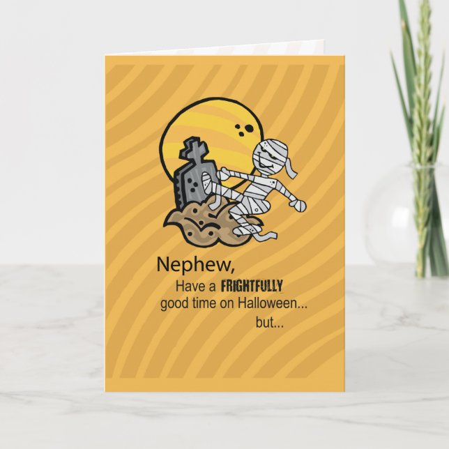 Nephew, Frightful Mummy Halloween Card (Front)