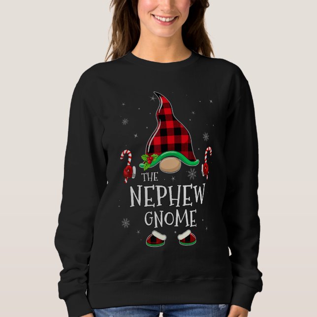 Nephew Gnome Buffalo Plaid Matching Family Christm Sweatshirt (Front)