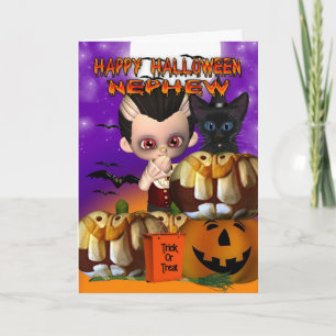 Nephew Halloween vampire cat pumpkin jack o lanter Card