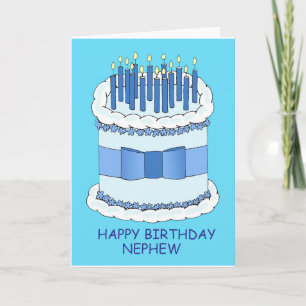 Nephew Happy Birthday Cake and Candles Card