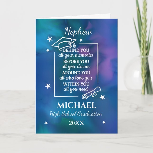 Nephew High School Graduation Name Year  Card (Front)