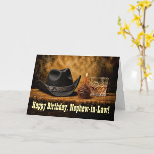 Nephew in Law Birthday Whiskey Humour Cowboy Card