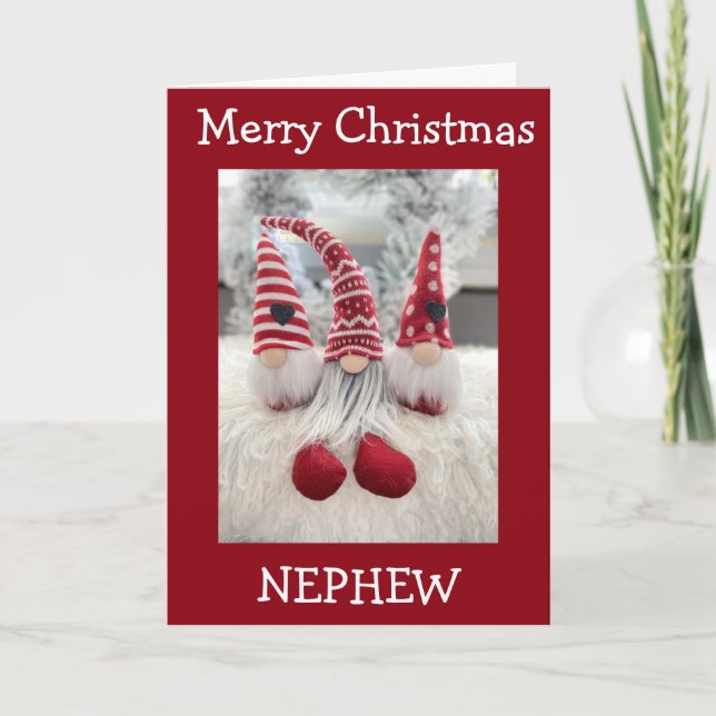 **NEPHEW** MERRY CHRISTMAS FROM GNOME HOLIDAY CARD (Front)
