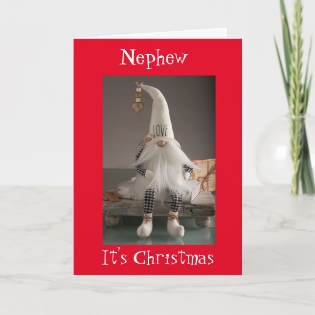 **NEPHEW** MERRY CHRISTMAS FROM SWEET GNOME CARD (Front)