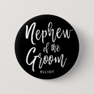 Nephew of the Groom   Script Wedding Black Button