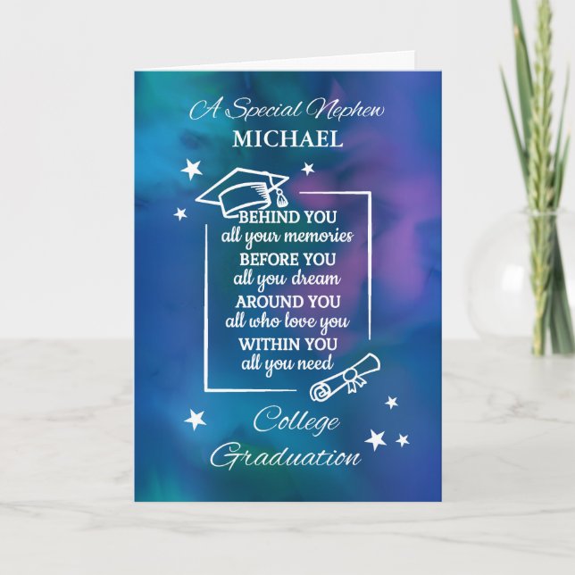 Nephew Personalise College Graduation Quote Card (Front)