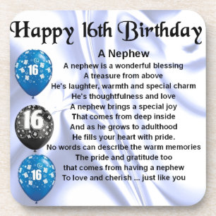 Nephew Poem - 16th Birthday Coaster