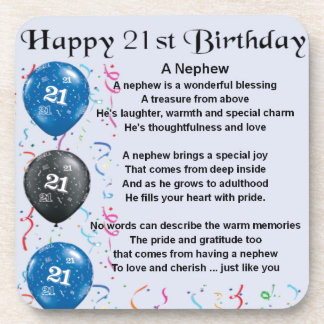 Nephew Poem - 21st Birthday Coaster