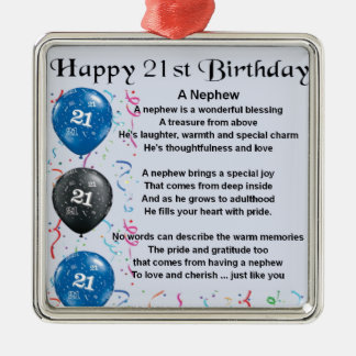 Nephew Poem - 21st Birthday Metal Tree Decoration