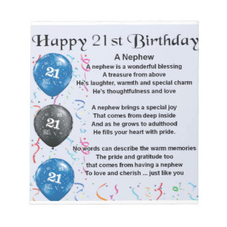 Nephew Poem - 21st Birthday Notepad