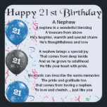 Nephew Poem  -  21st Birthday Square Sticker<br><div class="desc">A great gift for a nephew on his 21st birthday</div>