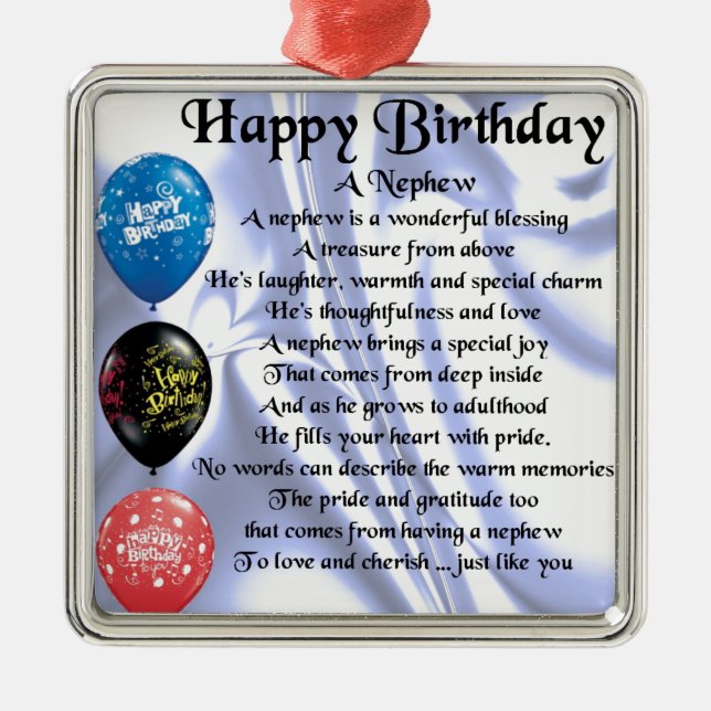 Nephew Poem - Happy Birthday Metal Tree Decoration (Front)