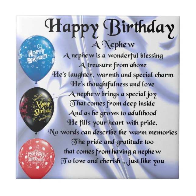 Nephew Poem - Happy Birthday Tile (Front)