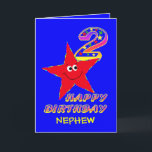 Nephew Red Star 2nd Birthday Cards<br><div class="desc">Cute little red star in blue sky carrying a star filled birthday number will bring a smile to a 2 year old and tickle their fancy. Add the child's name to the front to personalise this birthday greeting card. It will be a treasured keepsake for their special 2nd Birthday. Original...</div>