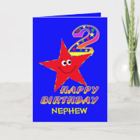 Nephew Red Star 2nd Birthday Cards