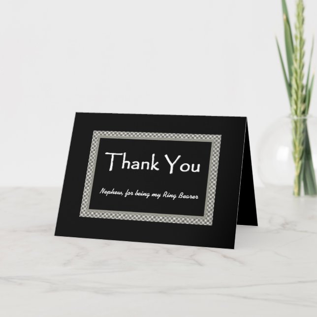 NEPHEW Ring Bearer Chequerboard Wedding THANK YOU (Front)