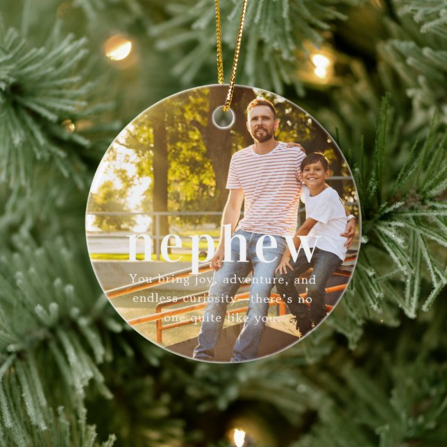 Nephew | Sentimental Photo Keepsake Christmas Ceramic Ornament (Tree)