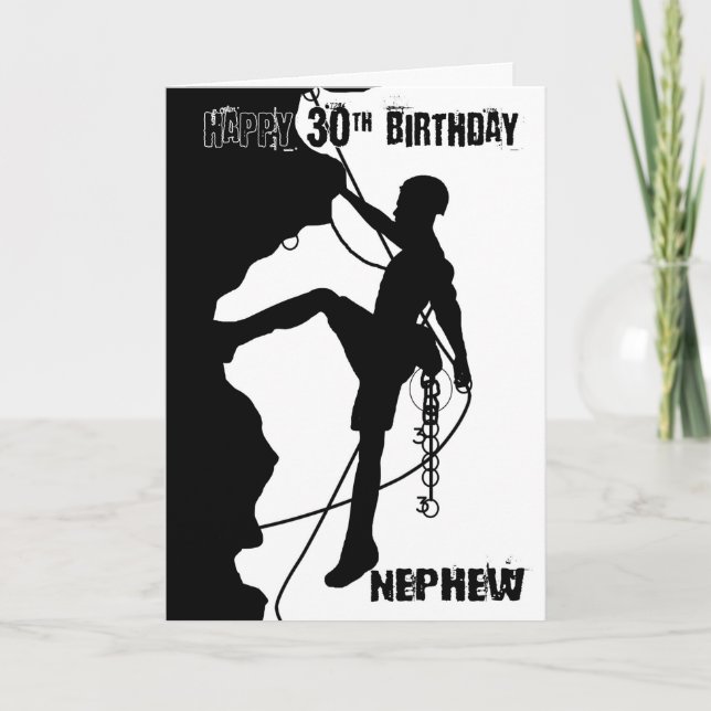 Nephew Silhouette Rock Climbing 30th Birthday Card (Front)