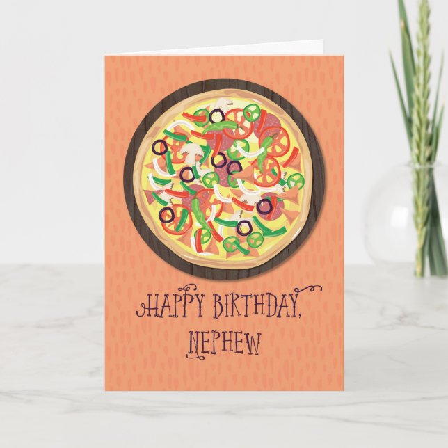 Nephew Tween Teen Pizza Birthday Card (Front)