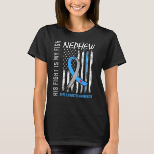 Nephew Type One Diabetes Awareness American Flag B T-Shirt