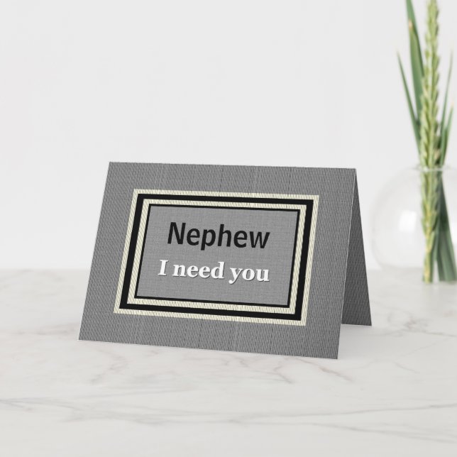 NEPHEW Usher Wedding Invitation - Silver and Black (Front)