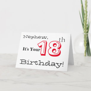 Nephew's 18th birthday greeting in red and black. card