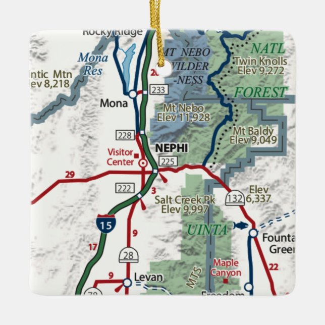 Nephi Utah Map Ceramic Ornament (Front)