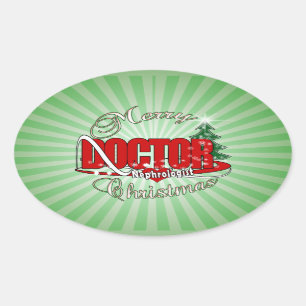 NEPHROLOGIST DOCTOR CHRISTMAS OVAL STICKER
