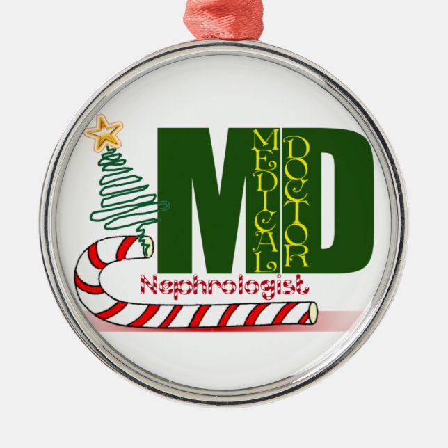 Nephrologist MERRY CHRISTMAS DOCTOR Metal Tree Decoration (Front)