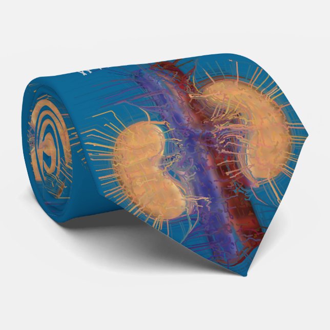 Nephrologist Tie Unique Artsy Kidney Design Blue (Rolled)