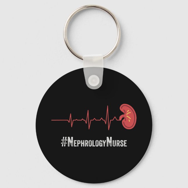 Nephrology Nurse Heartbeat Dialysis Nursing RN Thi Key Ring (Front)