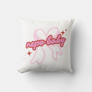 Nepo Baby Cute Pink Cartoon Baby with Bow Cushion