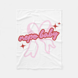 Nepo Baby Cute Pink Cartoon Baby with Bow Fleece Blanket