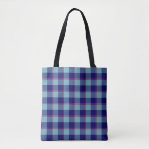 Neptune and Gulf Blue Plaid Tote Bag