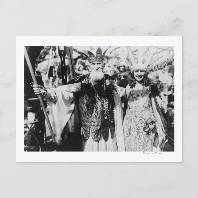 Neptune and Miss America at Carnival Photograph Postcard (Front)