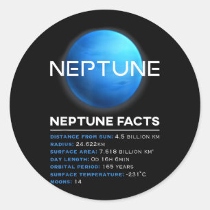 Neptune Facts - Dwarf Planet Space Astronomy Classic Round Sticker