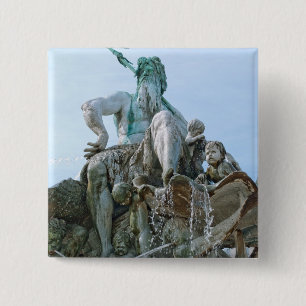 Neptune Fountain in Berlin 15 Cm Square Badge