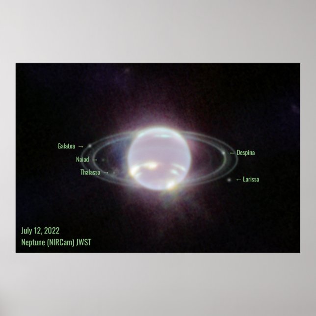 Neptune James Webb Photo NIRCam Image Green Text Poster (Front)