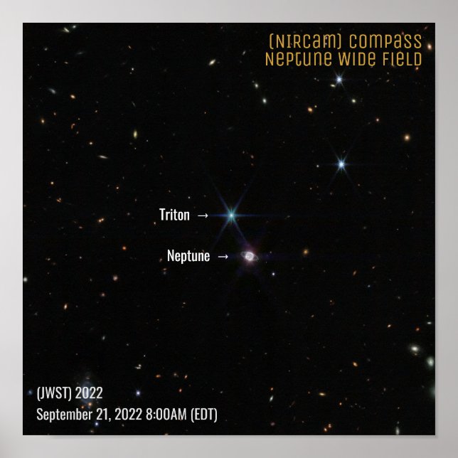 Neptune NIRCam Wide James Webb Telescope JWST Poster (Front)