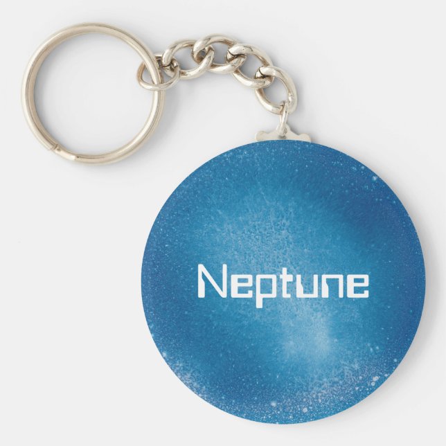 Neptune Planet in Medium Blue Key Ring (Front)