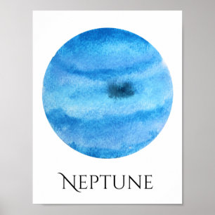 Neptune Planet Watercolor Poster
