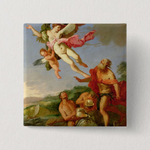 Neptune Pursuing Coronis, 1665-70 (oil on canvas) 15 Cm Square Badge