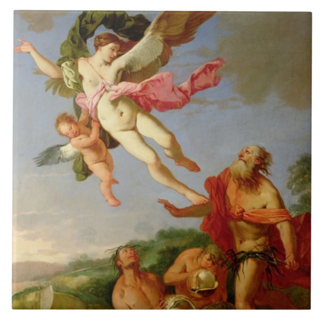 Neptune Pursuing Coronis, 1665-70 (oil on canvas) Tile (Front)
